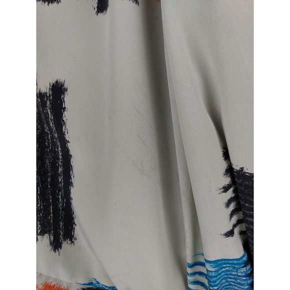 Presley Skye Dress Abstract Sleeveless Pockets Tie Waist Midi Silk Size XS - Picture 3 of 11